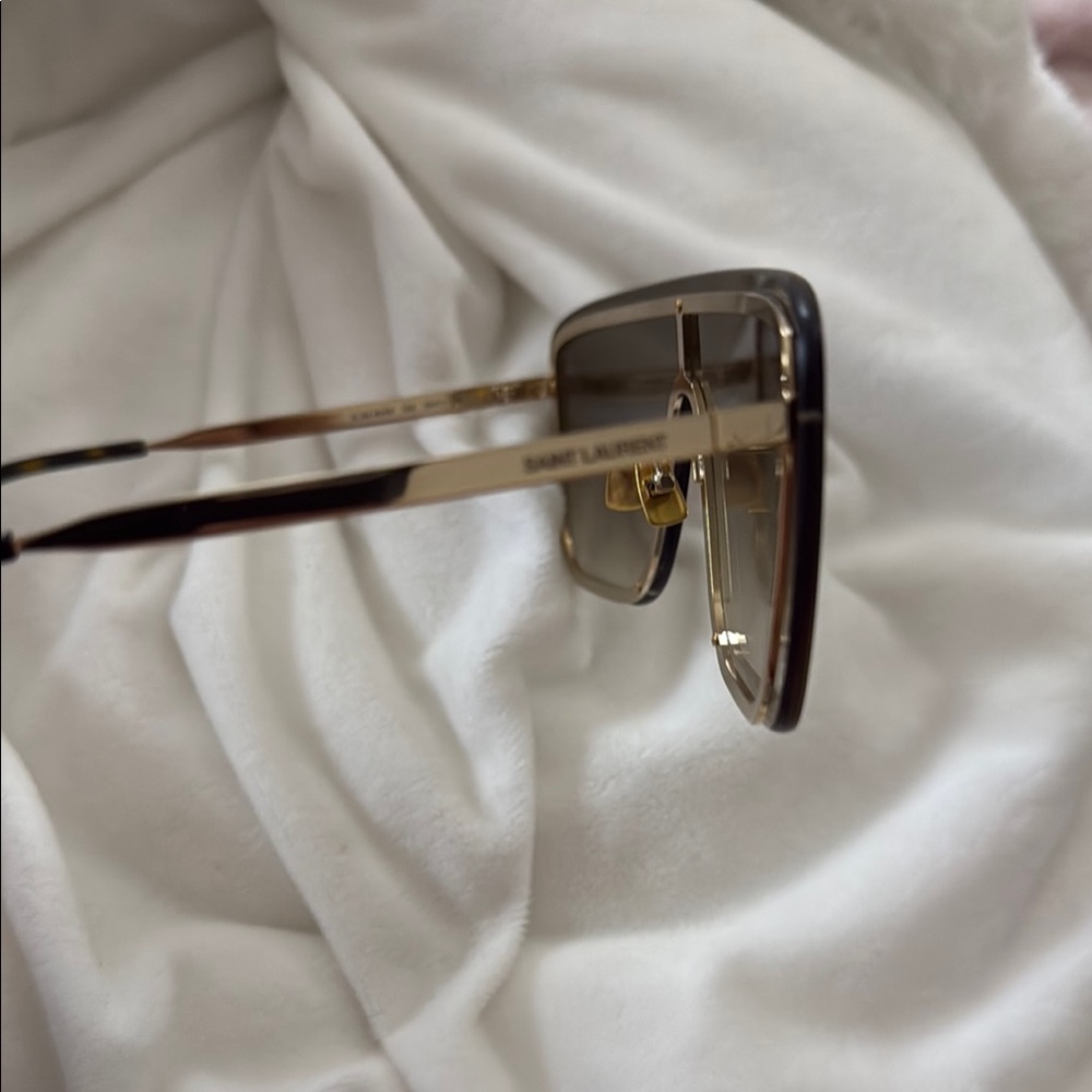 Saint Laurent Gold and Black Shield Sunglasses - Picture 2 of 6